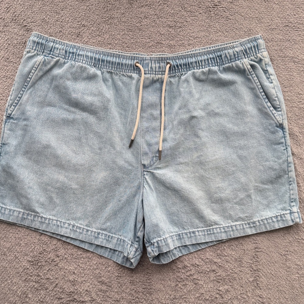 American Eagle Denim Shorts Mens XL Blue Elastic Waist Drawstring Real Good